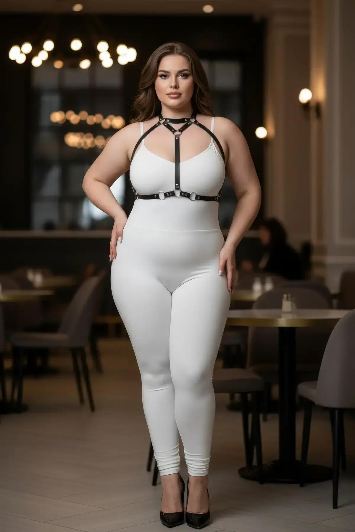 Çoker boyun bantlı ve çift ayarlanabilir omuz askılı siyah suni deri göğüs harness