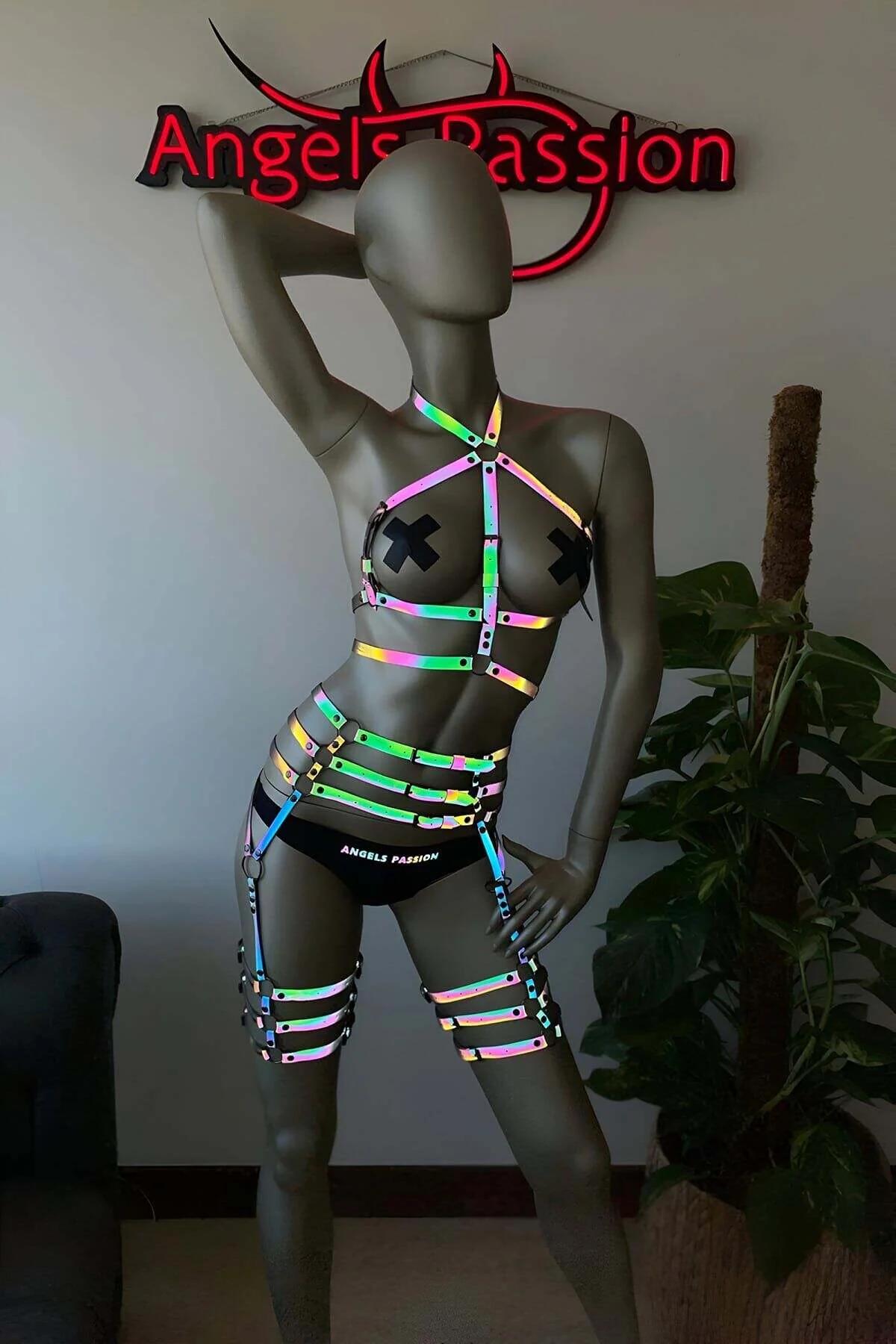 UV reaktif uyluk kemeri çifti hologram şerit nikel rivet bağlantı noktaları