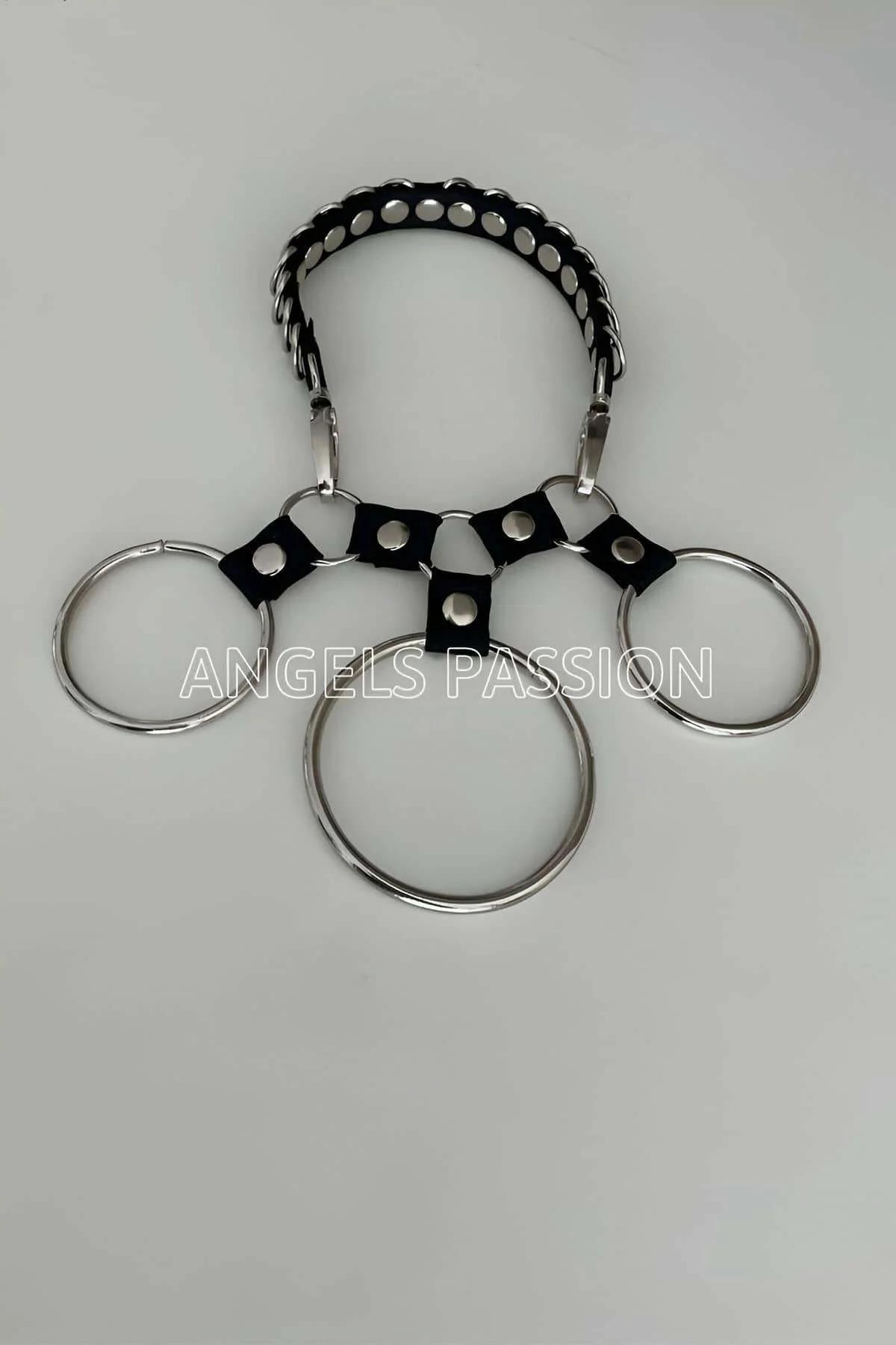 siyah choker S/M beden lastik bant ve metal alaşım halka düzeni