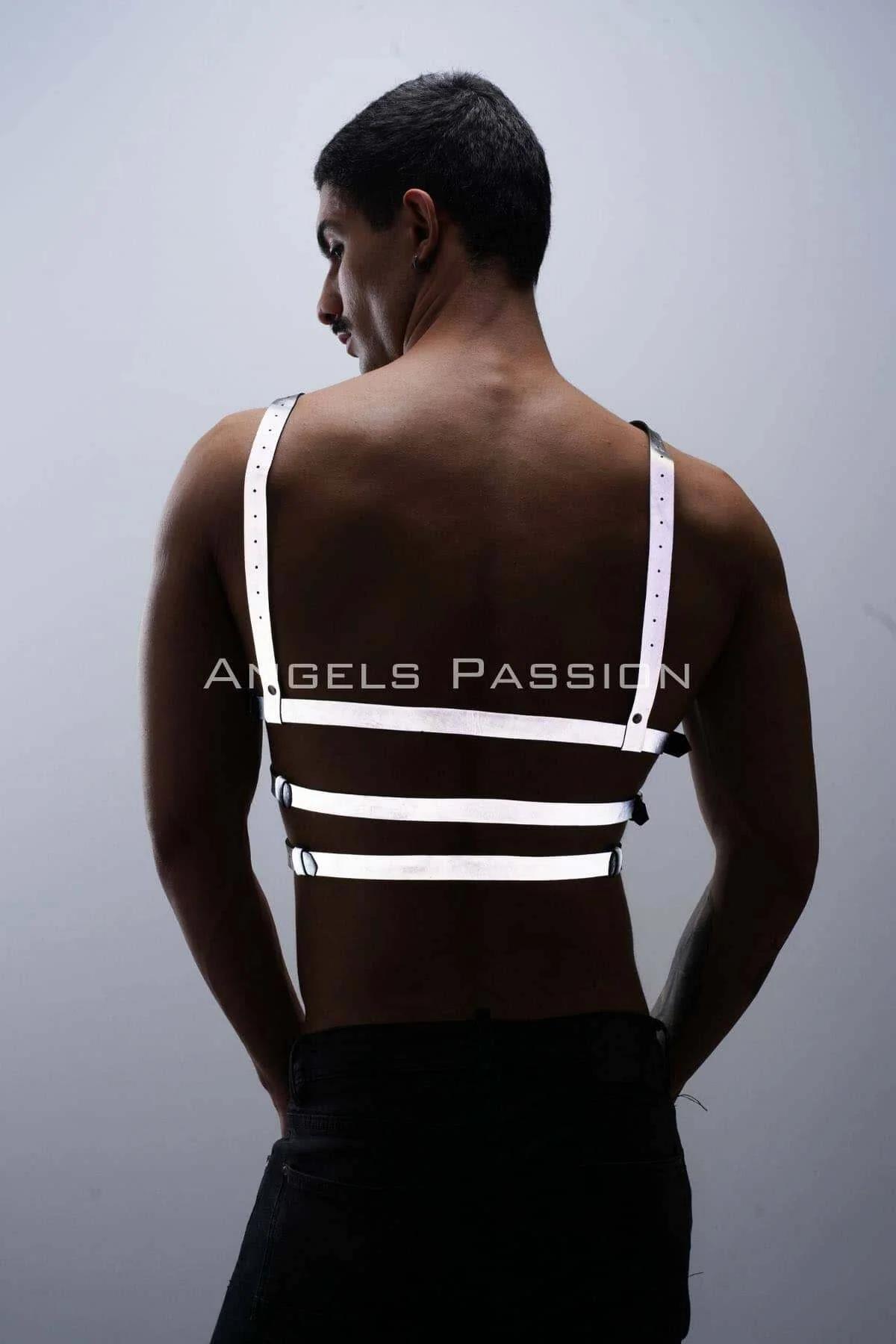 Karanlıkta Parlayan - Reflektörlü Erkek Göğüs Harness, T-Shirt Üzeri Harness - APFTM38